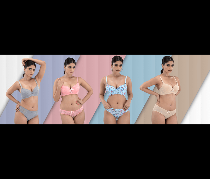 Women Beige Underwired Fancy Bridal Bra Panty Set in Aliganj