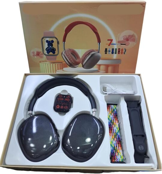 Series 9 Smart watch with P9 Audio Headphone and 7 Extra Wristband
